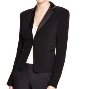 DIANE VON FURSTENBERG Jennie Blazer Jacket Four-Season Stretch Black Sz 2
